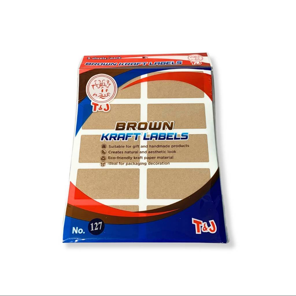T&J - Label Brown Kraft No.103 | 104 | 115 |  121 | 127 | Label Warna Coklat Variasi Ukuran - Pad