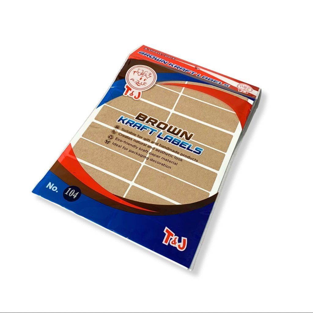 T&J - Label Brown Kraft No.103 | 104 | 115 |  121 | 127 | Label Warna Coklat Variasi Ukuran - Pad