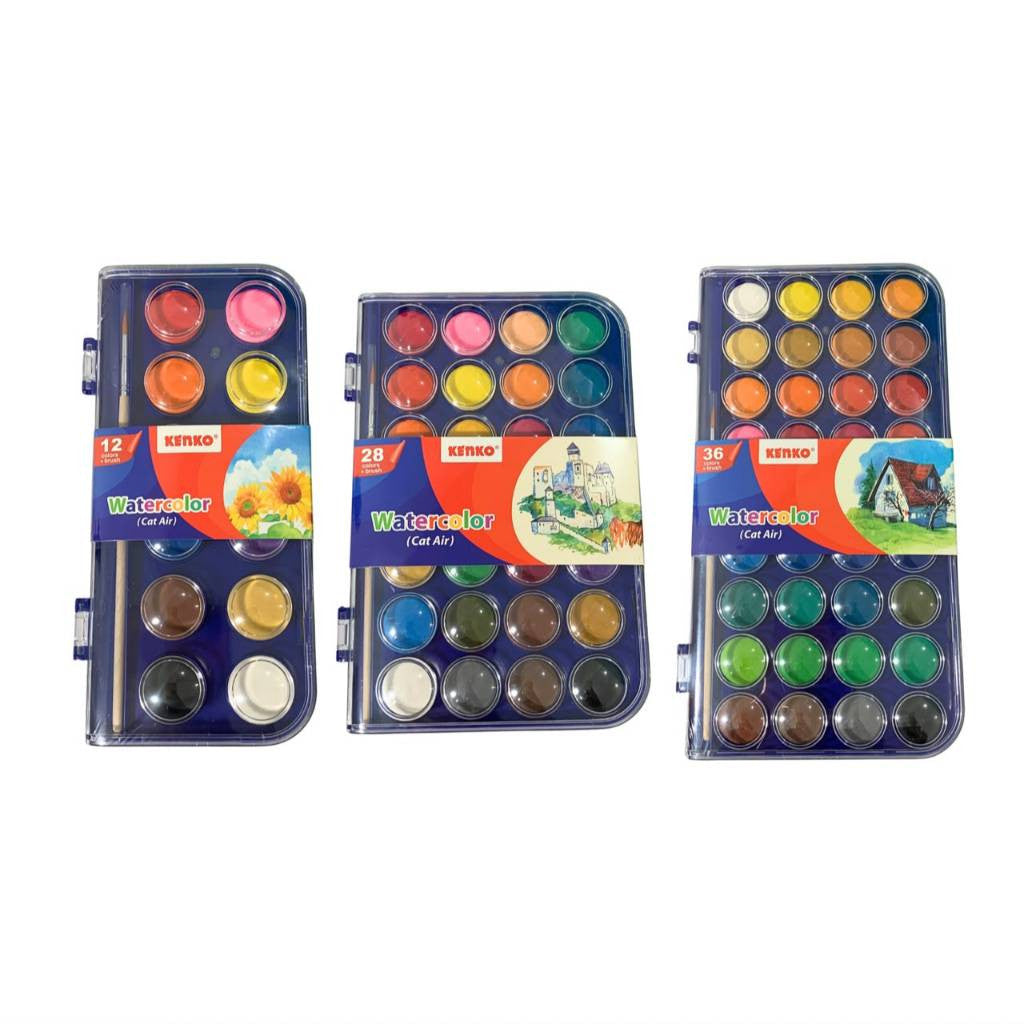 KENKO - Cat Air Watercolour WCC isi 12-28-36 Warna + 1 Brush - Set