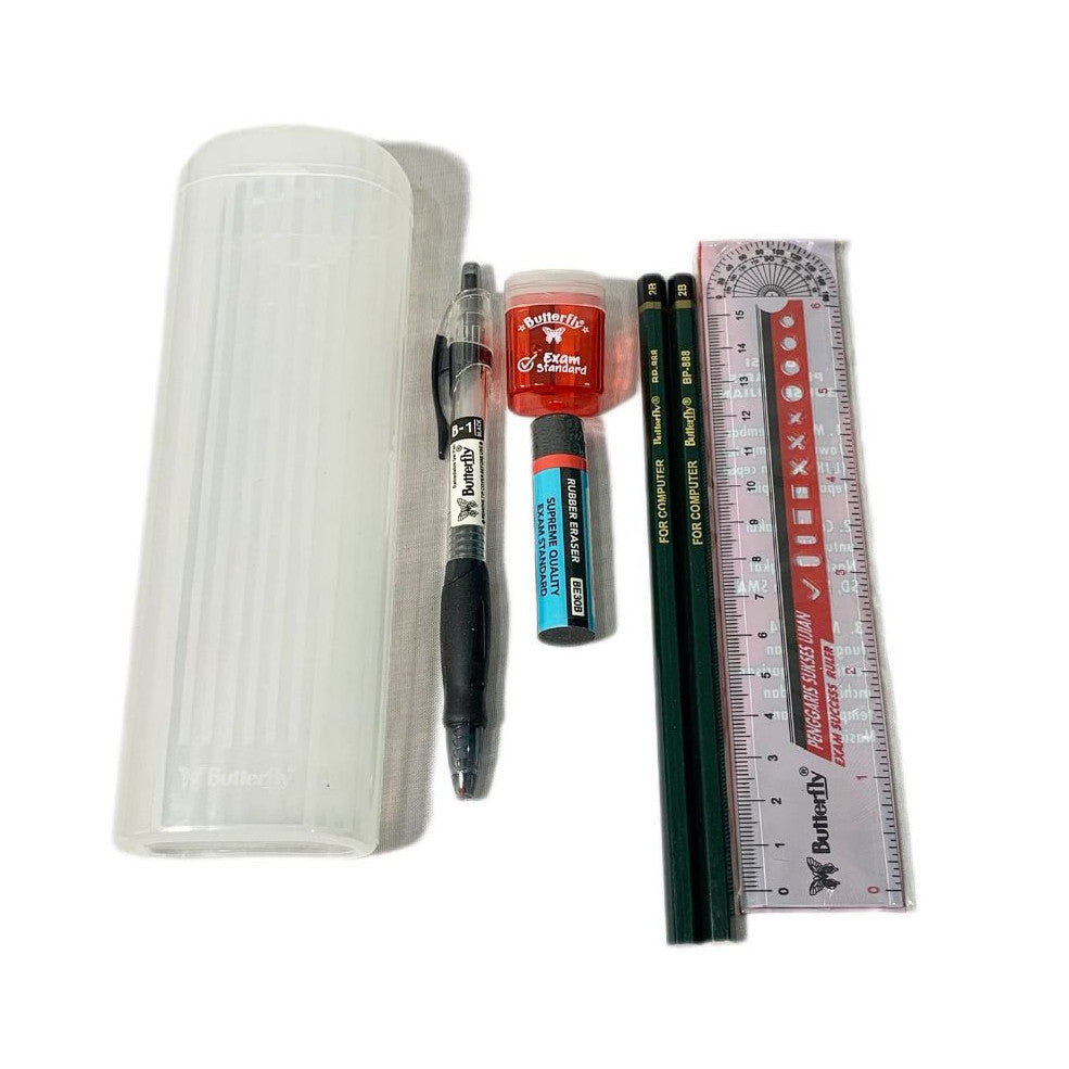 Butterfly - Tempat Pensil PC-01 Pencil Case Random Paket Pelengkapan Alat Tulis Ujian Sekolah  - SET