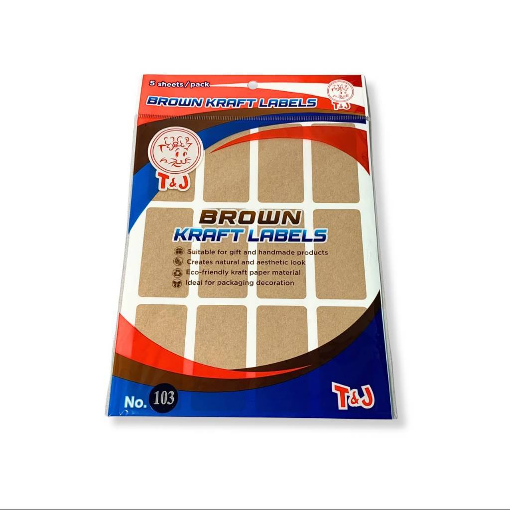 T&J - Label Brown Kraft No.103 | 104 | 115 |  121 | 127 | Label Warna Coklat Variasi Ukuran - Pad