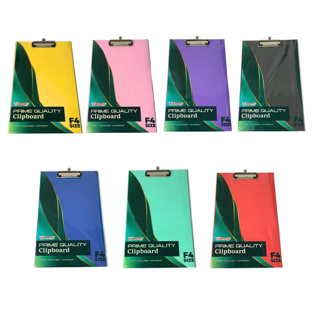 BUTTERFLY - Papan Ujian Sekolah Clipboard F4 Papan Jalan Variasi Warna Random - Pcs