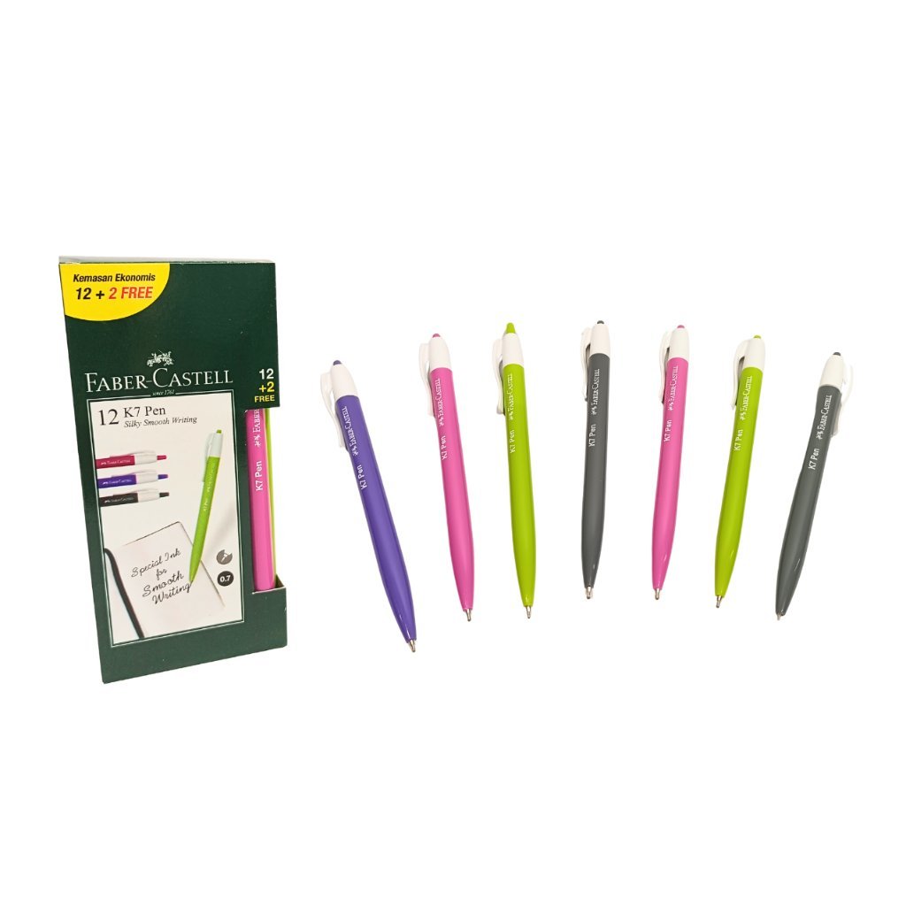 Faber Castell Pulpen Ballpoint K7 Pen 0.7mm Black Inkbox - Pcs