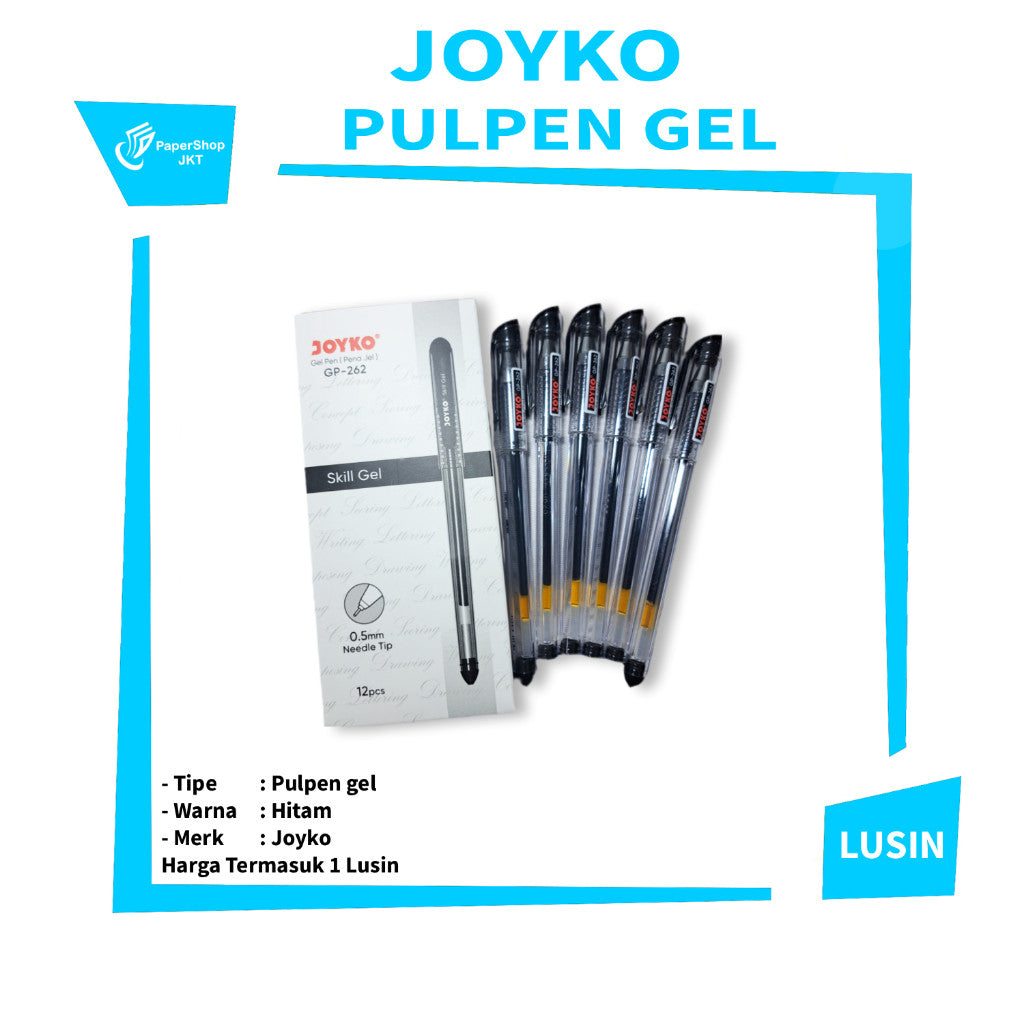 Joyko - Pulpen Gel Hitam GP262 Skill Gel - LUSIN