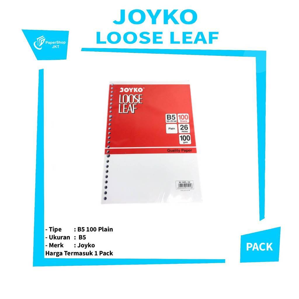 JOYKO - Loose Leaf Isi Kertas B5 PLAIN -100 Lembar - Pack