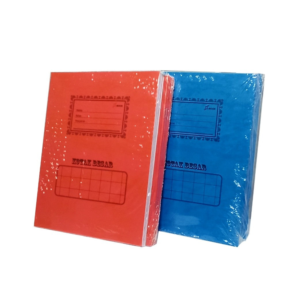 X-BOOK - Buku Tulis Belajar Sekolah Kotak Besar isi 10 Buku/38 Lembar Cover Warna - Pack