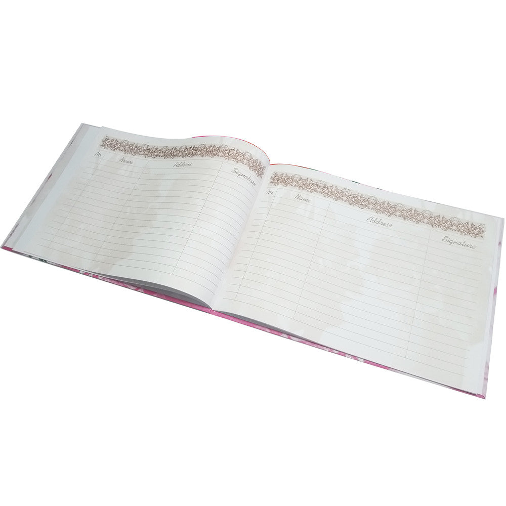 KENKO - Buku Catatan Daftar Undangan Tamu BT 3224 Cover Pink Motif Kembang Mawar 02 - Pcs