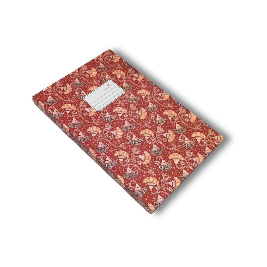 PAPERLINE - Hard Cover Buku Catatan Ukuran Folio isi 100 Lembar/Buku Motif Batik Random - Pcs
