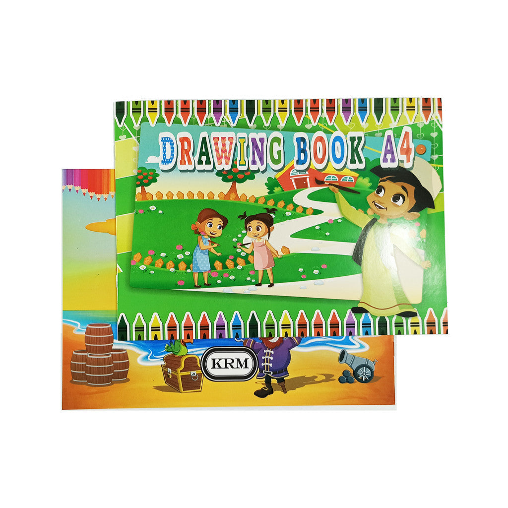 KURAMAS - Drawing Book Sekolah Anak Putih Polos A4 Buku Gambar Halus Cover Motif Random - Pcs