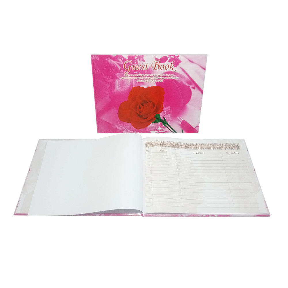 KENKO - Buku Catatan Daftar Undangan Tamu BT 3224 Cover Pink Motif Kembang Mawar 02 - Pcs