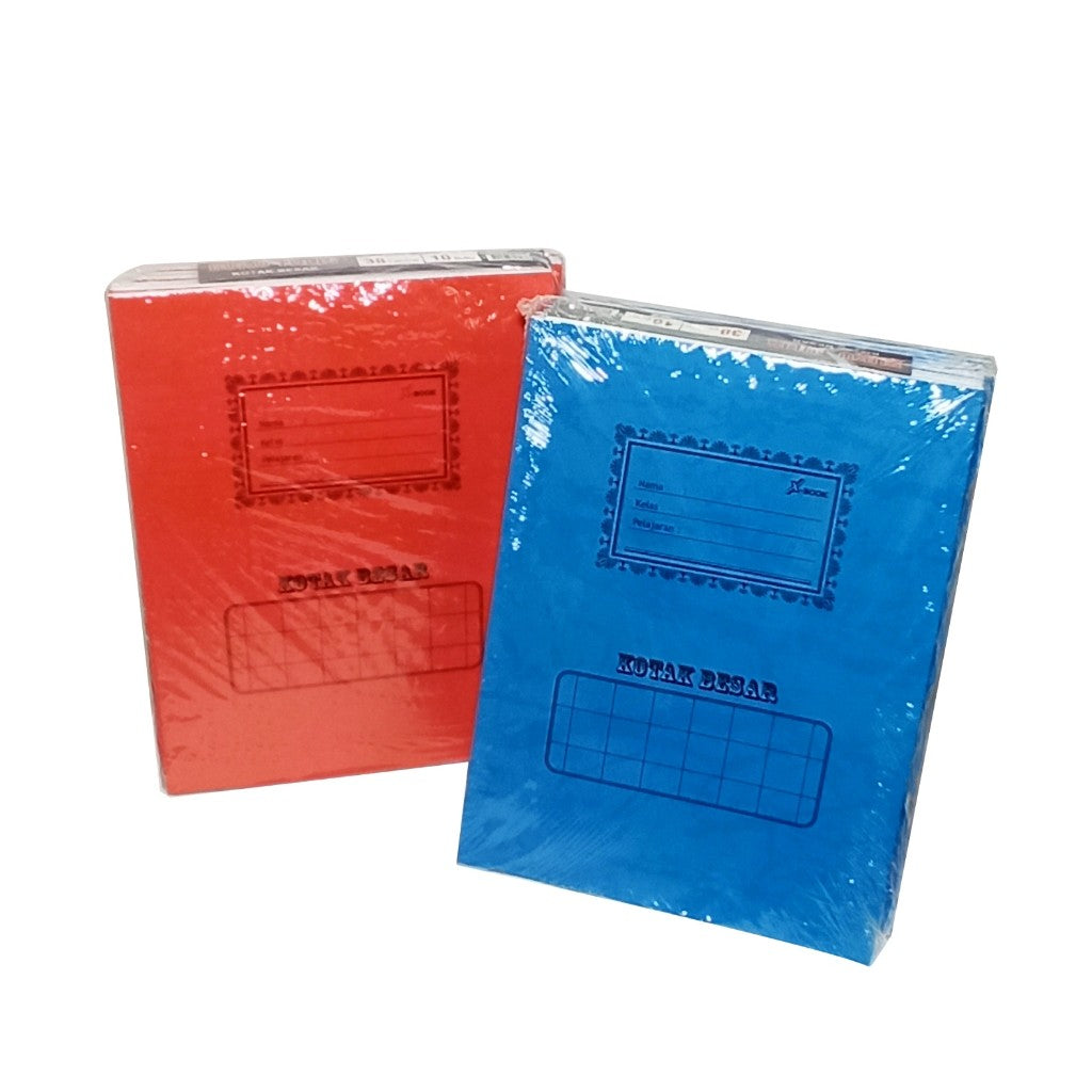 X-BOOK - Buku Tulis Belajar Sekolah Kotak Besar isi 10 Buku/38 Lembar Cover Warna - Pack