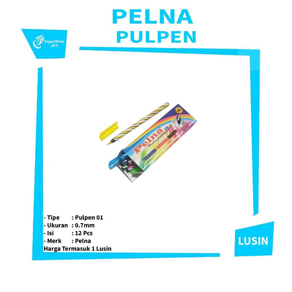 PELNA -  Pulpen 01 D/F Warna Hitam - Lusin