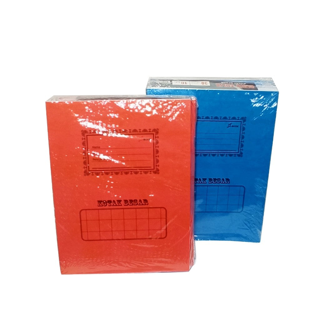 X-BOOK - Buku Tulis Belajar Sekolah Kotak Besar isi 10 Buku/38 Lembar Cover Warna - Pack