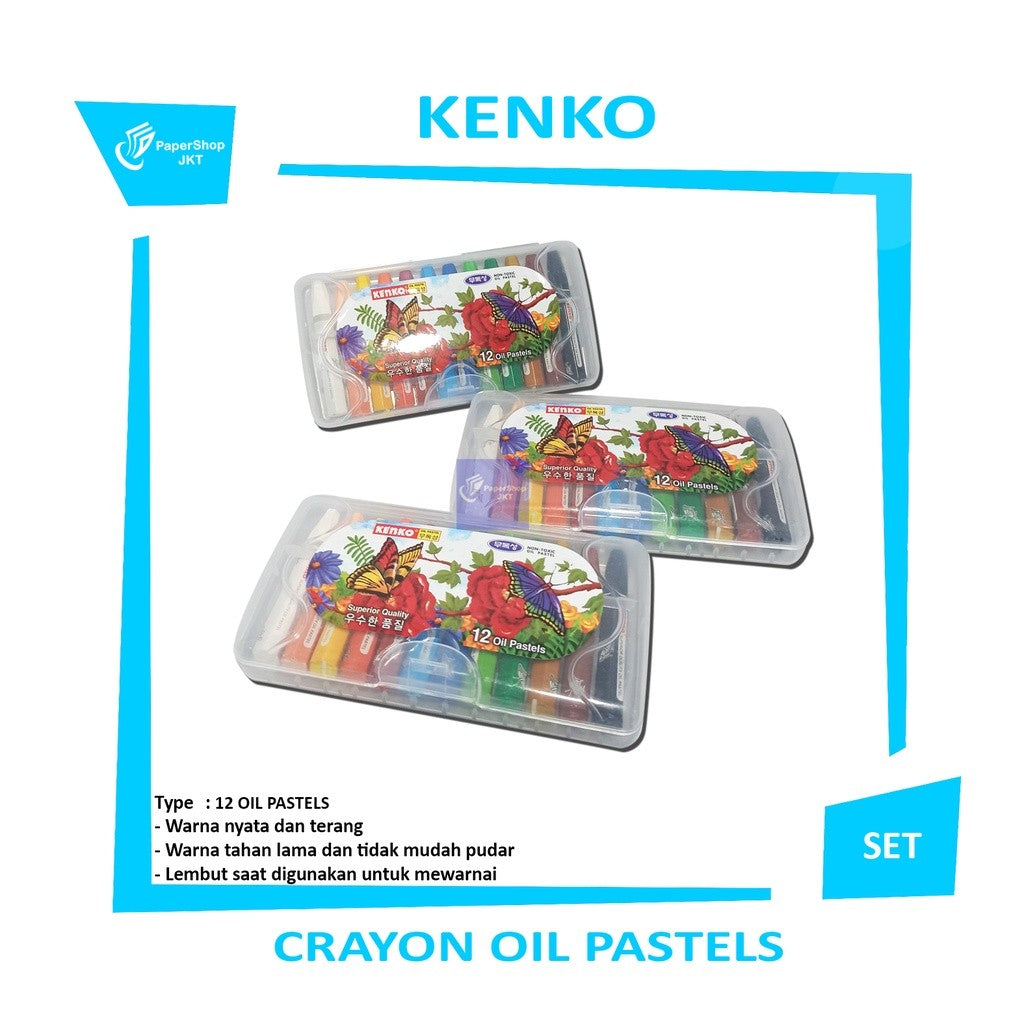 Kenko 12 Color Oil Pastel PP Case - Garden - Set