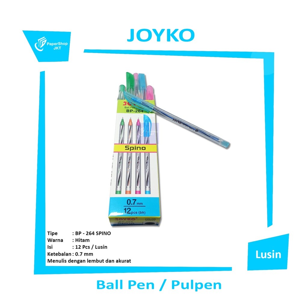 Joyko - Ballpen BP 264 Spino - Pena Tinta Hitam - Lusin