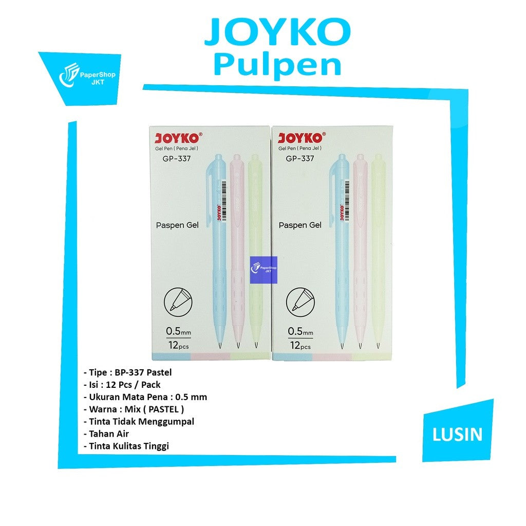 JOYKO - Pulpen - Gel Pen GP-337 Paspen Gel Hitam - Pack