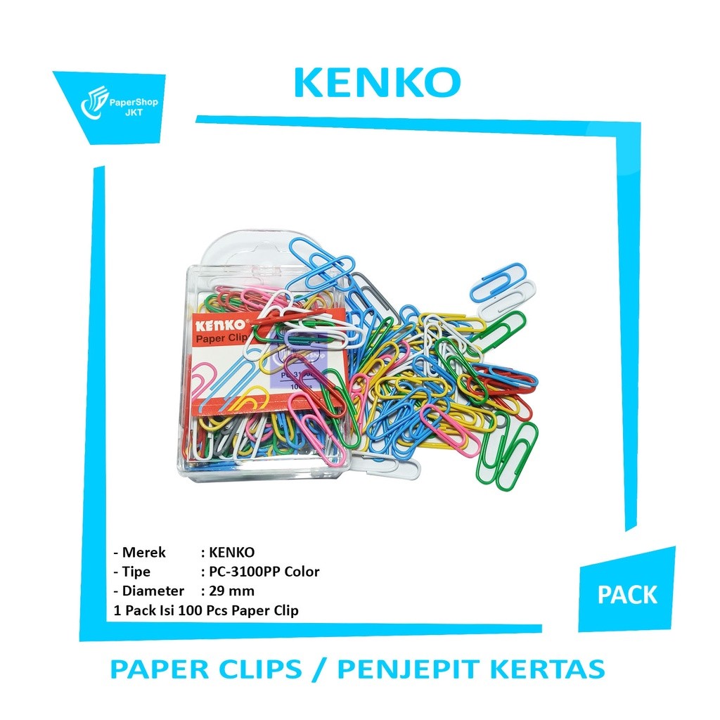 Kenko Paper Clip PC - 3100PP Penjepit Kertas Isi 100 Clip - Pack