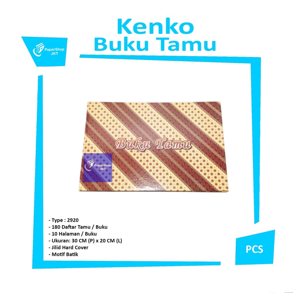 KENKO - Buku Tamu Tipe 2920 Motif Batik Buku Daftar Tamu Undangan Guest Book - Pcs