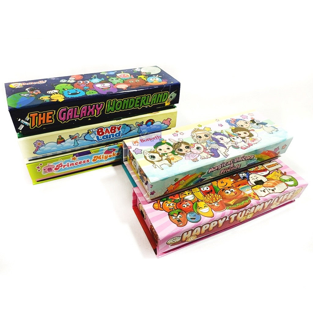 BUTTERFLY - Tempat Pensil Motif Random Gambar Lucu Pen Case - Pcs