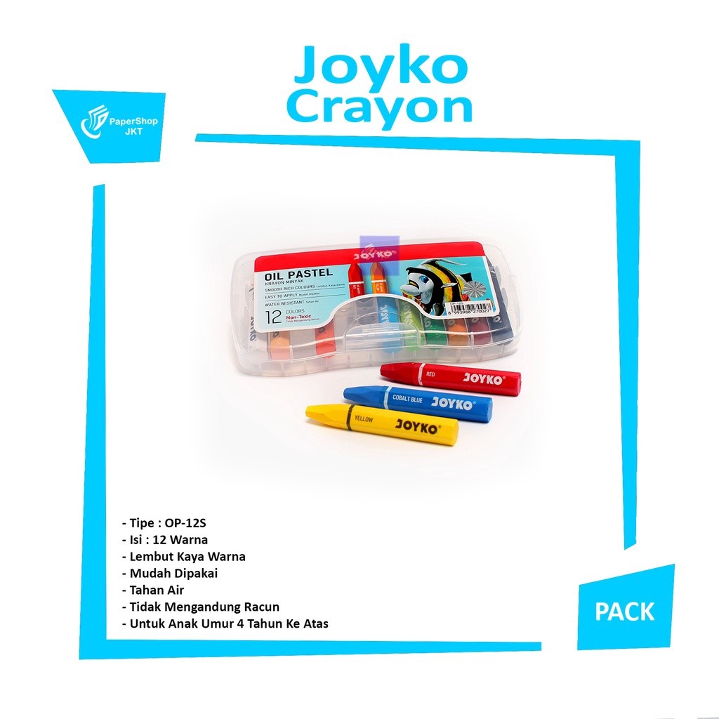 JOYKO - Krayon Minyak 12 Warna - Crayon Colors Oil Pastels -Set