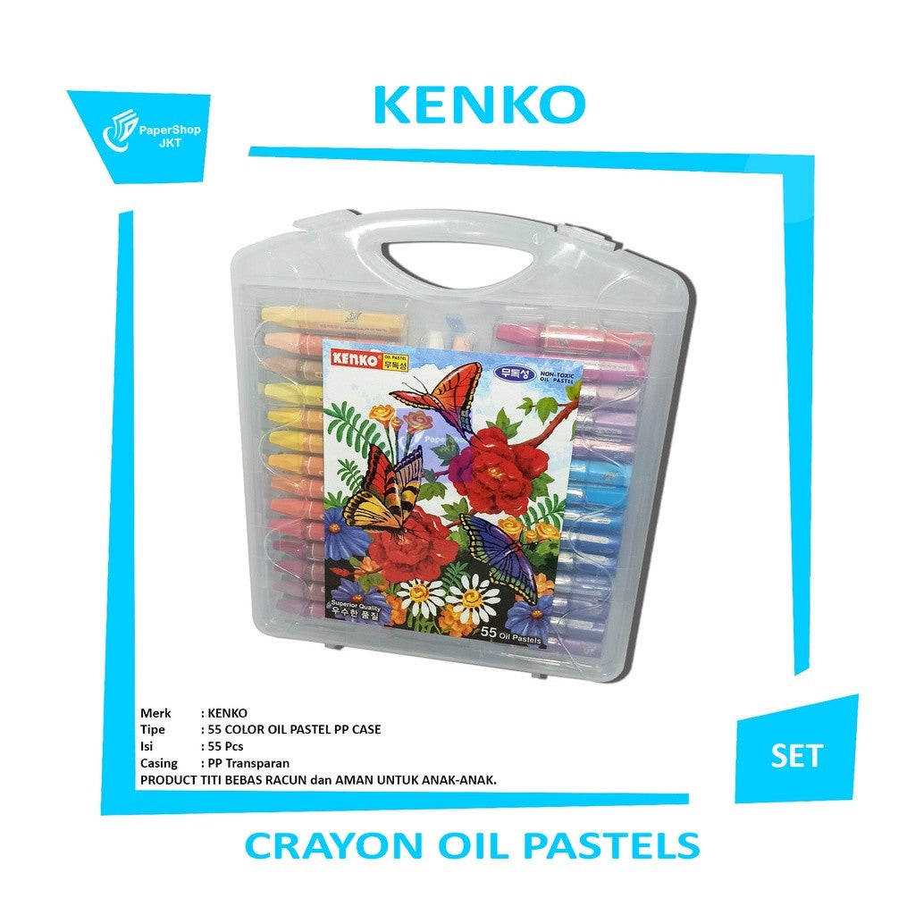 KENKO - Crayon 55 Color Oil Pastel PP Case - Garden - Set