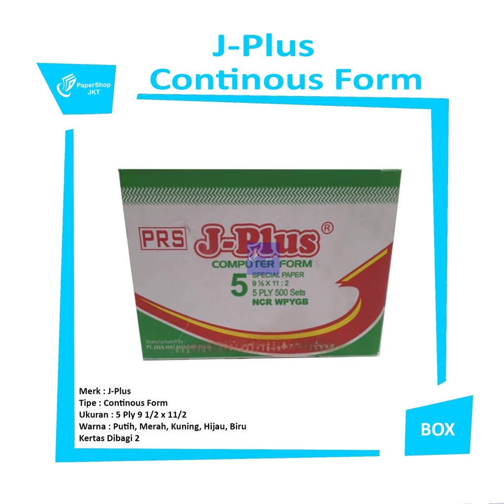 Jplus - Continous Form 5 Ply 9 1/2 x 11/2 Ncr Kertas Komputer