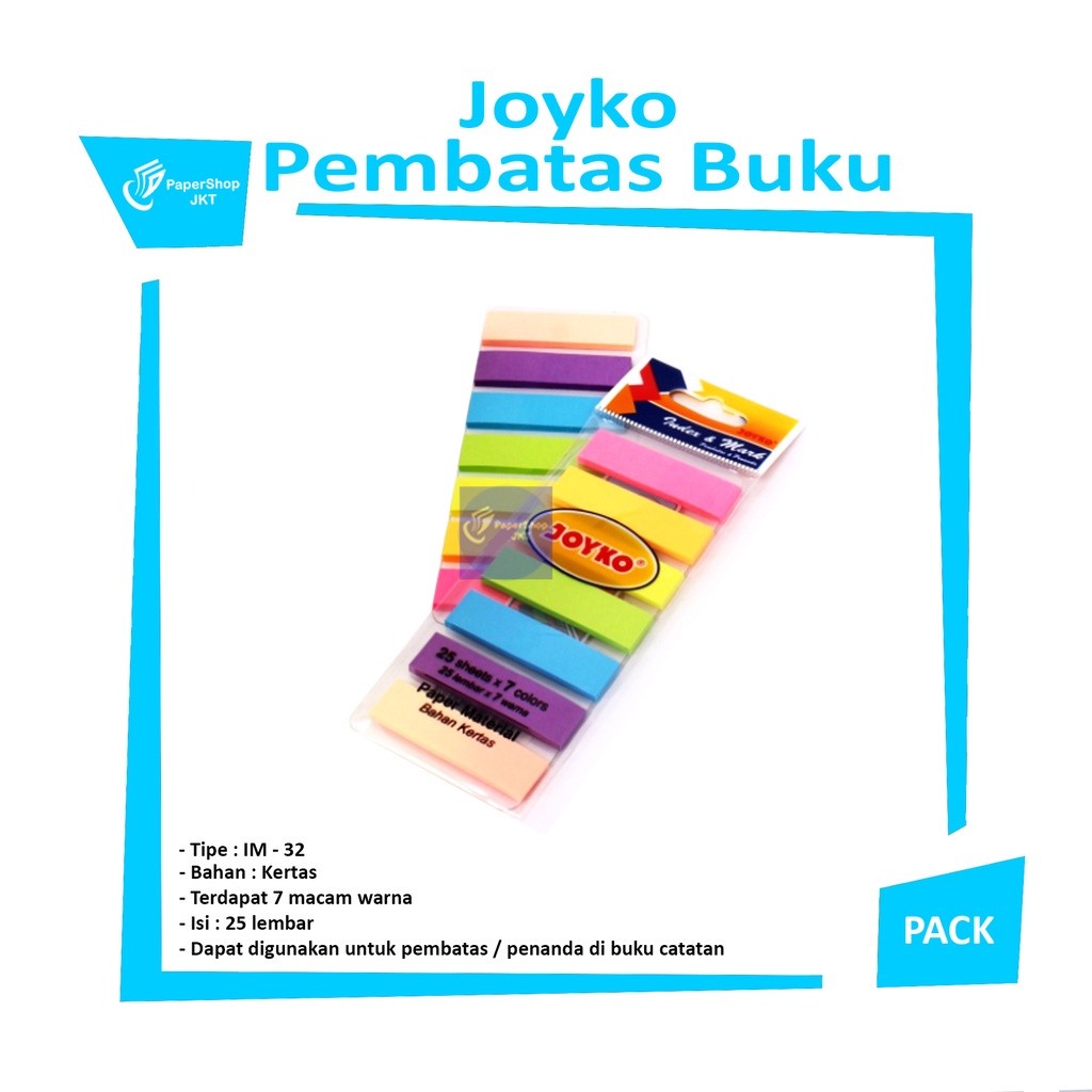JOYKO - Pembatas Buku Index & Mark Memo Sticky Notes Warna IM-32 Kertas Memo - Pad