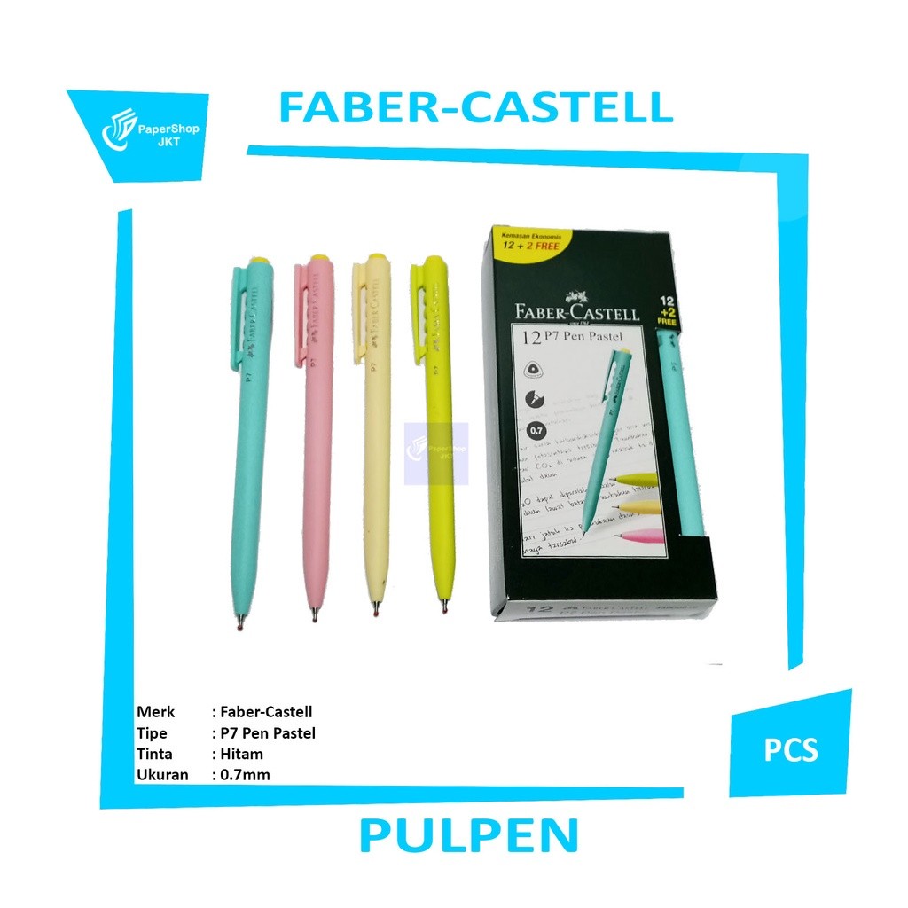 FABER-CASTELL - Pena Ballpoint P 7 0.7mm Pastel - Hitam - Pcs