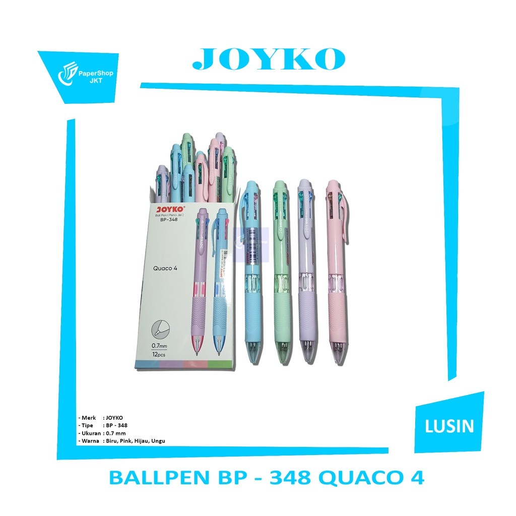 JOYKO - Ball Pen Pulpen Pena BP-348 Quaco 4 0.7mm - Lusin