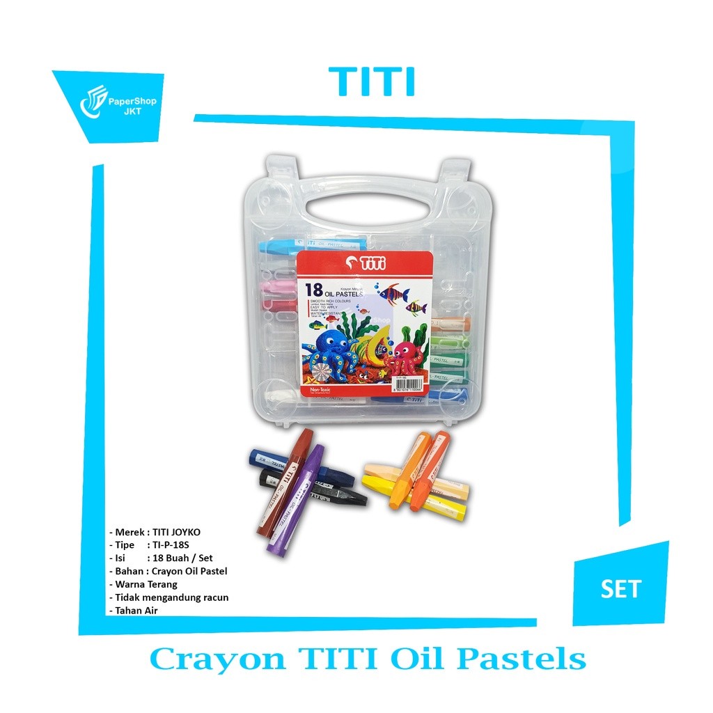 TITI - Crayon Oil Pastel 18 Color TI-P-18S Krayon 18 Warna -Set