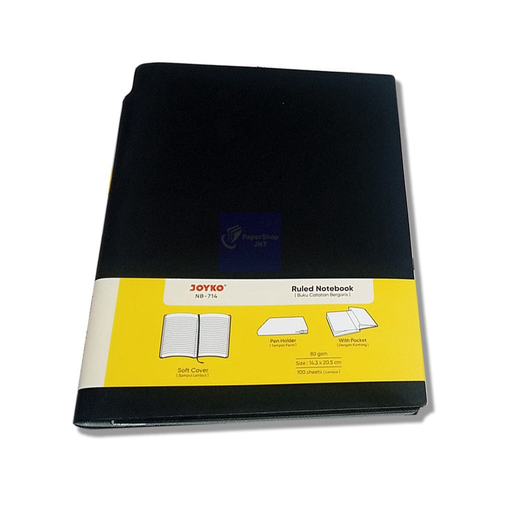 JOYKO - Ruled Notebook NB - 714 Cover Tebal  Buku Catatan Bergaris - ETERNITY Black - Pcs