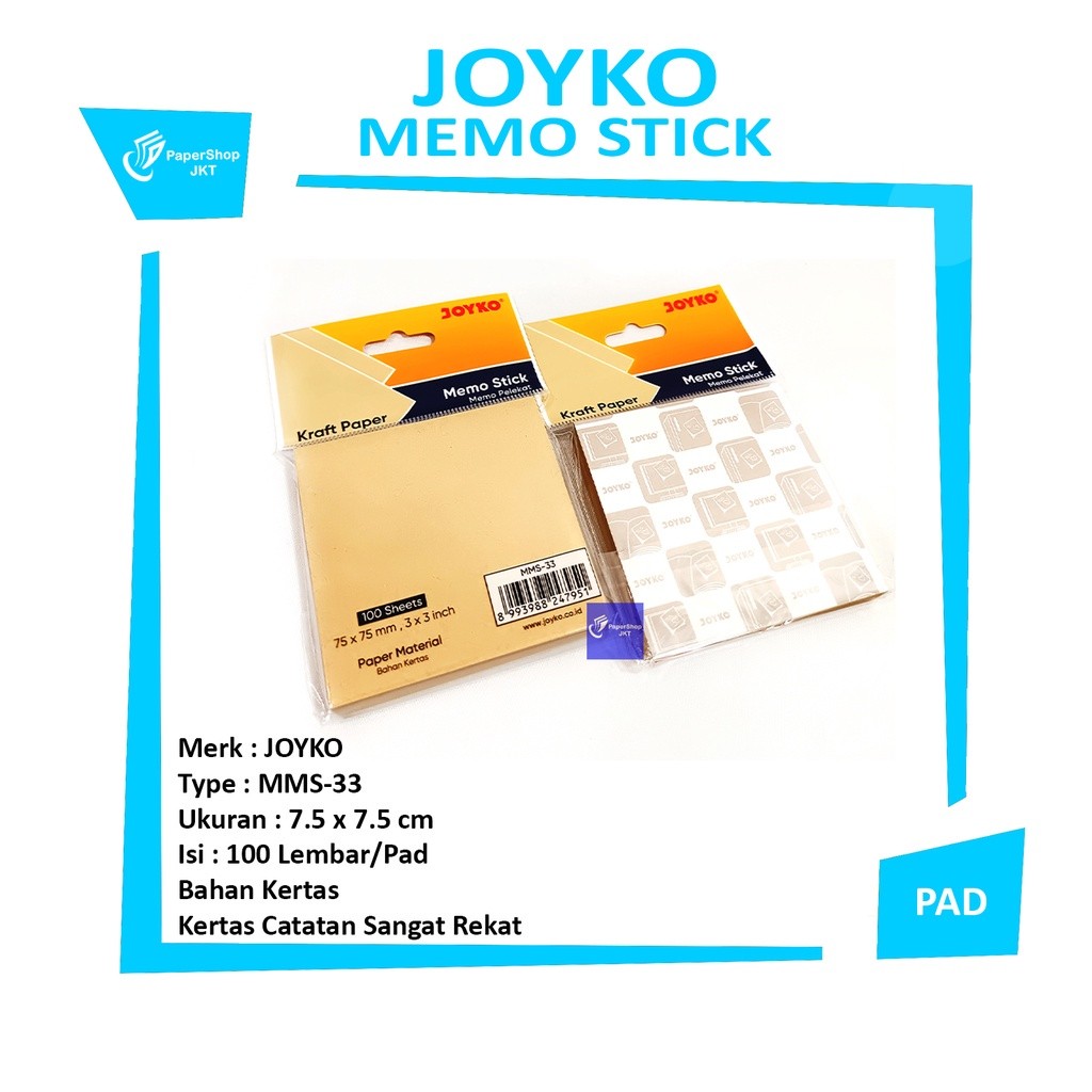 JOYKO - Memo Stick MMS-33 Cokelat Kraft Paper - Pad