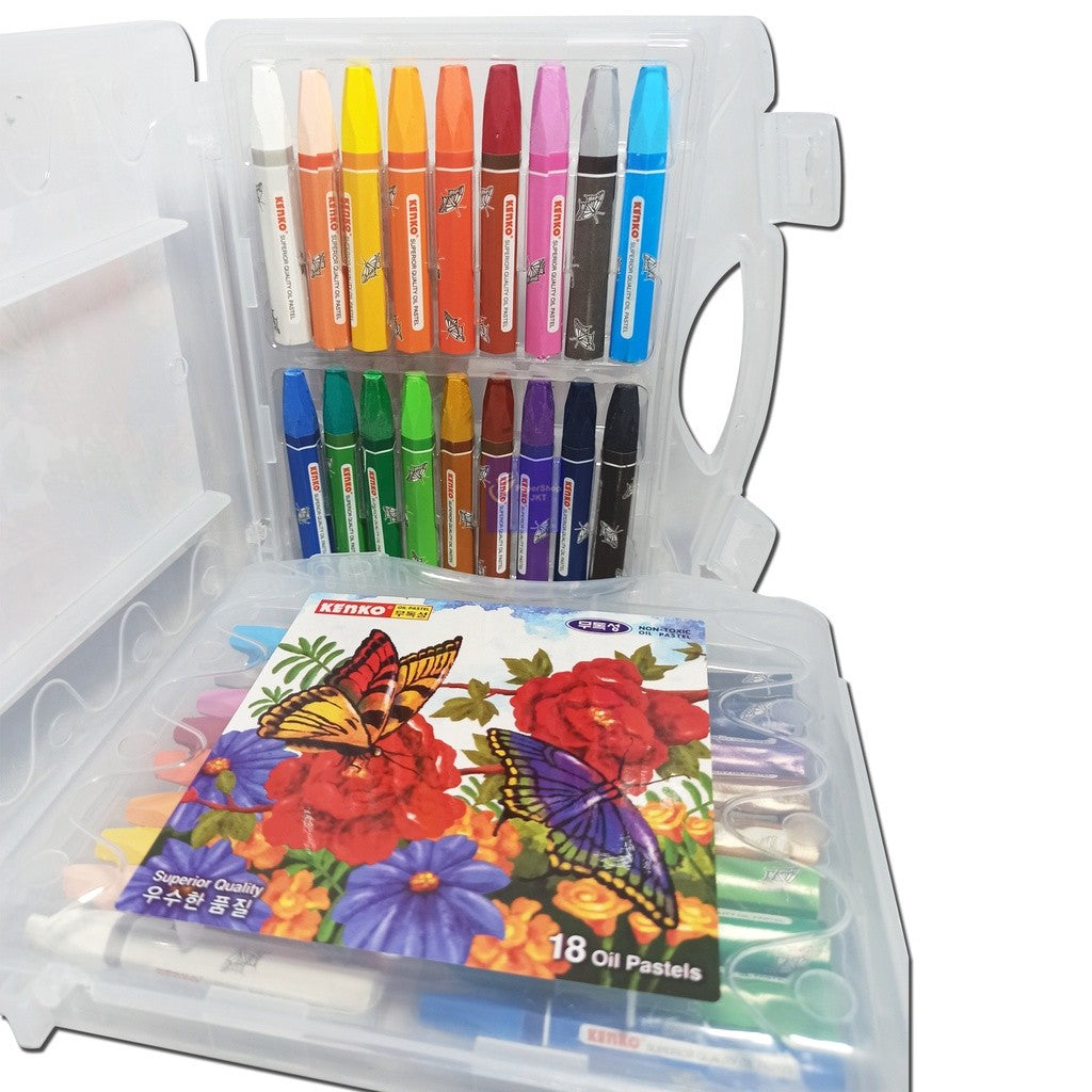 KENKO - Crayon 18 Color Oil Pastel PP Case - Garden - Set