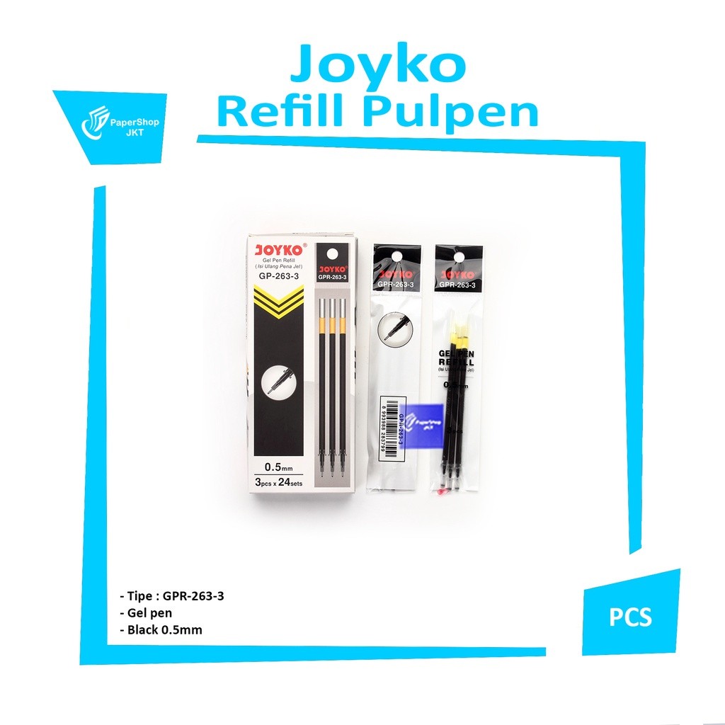 JOYKO - Gel Pen Refill GPR-263 -3 REfill Gel Pen 0.5mm Hitam - Pcs