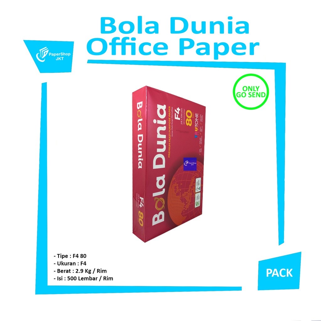 BOLA DUNIA - Kertas Hvs F4 80gsm Paper Print - Rim