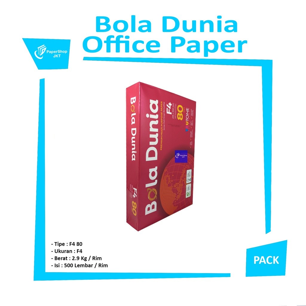 BOLA DUNIA - Kertas Hvs F4 80gsm Paper Print - Rim