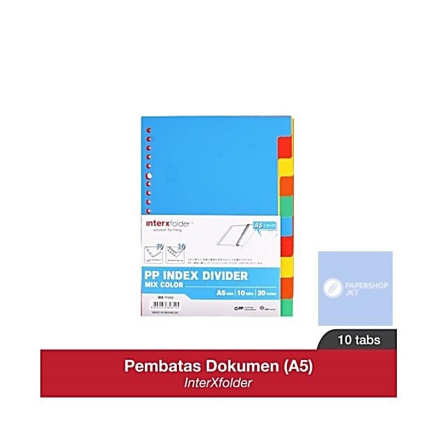 INTER X FOLDER - Index Divider A5 - 10 Tab - Pembatas Binder Note - Set