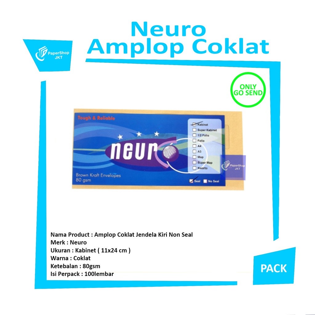 NEURO - Amplop Coklat Ukuran Kabinet Jendela Kiri No Seal - Pack