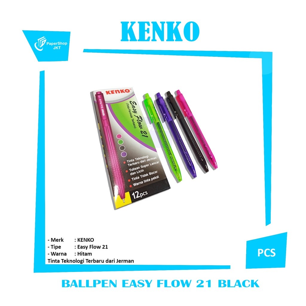 KENKO BALLPEN EASY FLOW 21 BLACK (PCS)