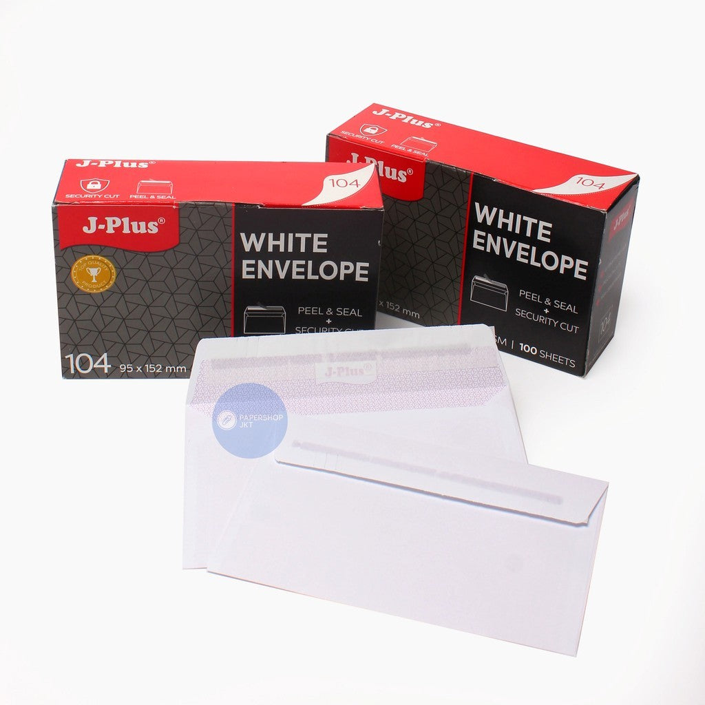 JPLUS - Amplop Putih Merah No. 104 80gsm Peel & Seal