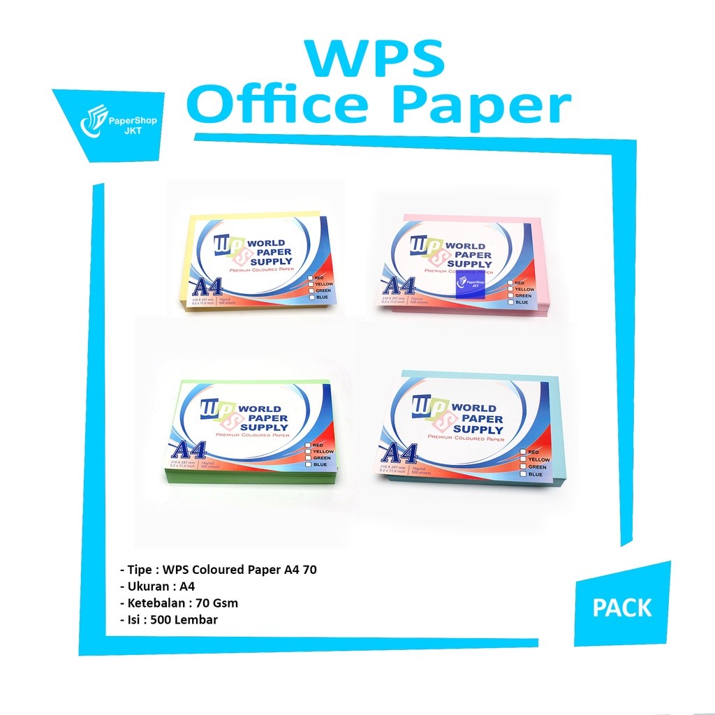 WPS - Kertas Hvs A4 Warna 70gr - Rim
