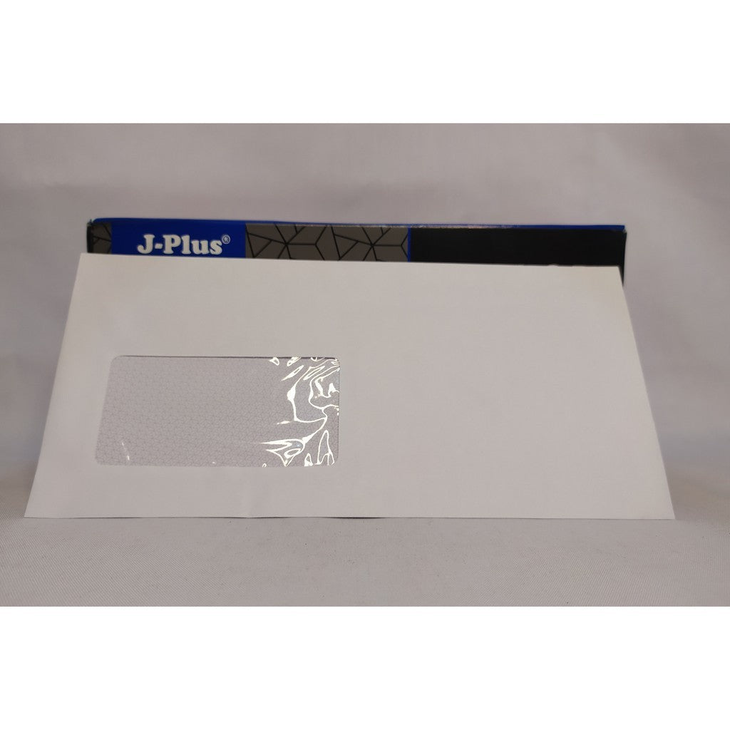 JPLUS - biru amplop putih jendela kiri atau kanan no 90 80gsm - PACK