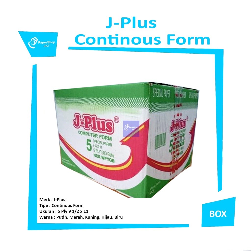 Jplus - Continous Form 5 Ply 9 1/2 x 11 Ncr Kerta Komputer