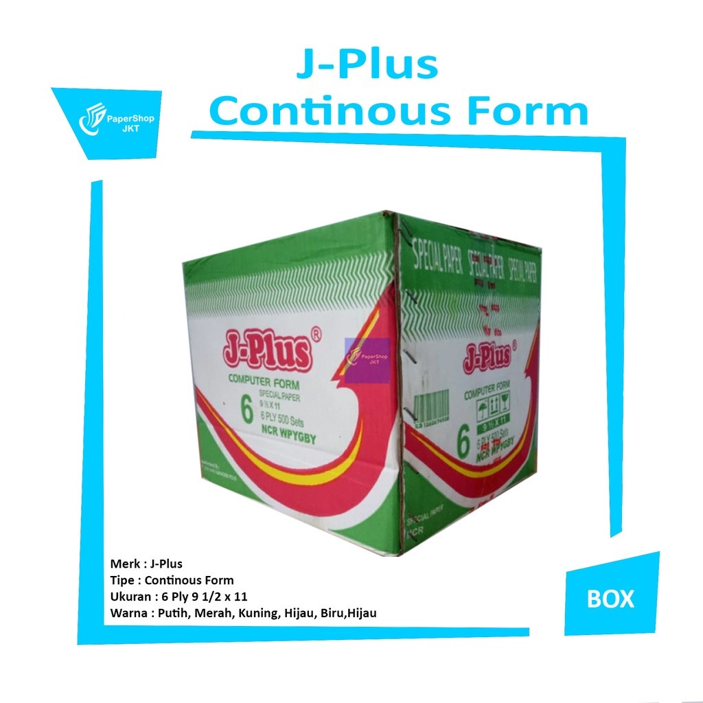 Jplus - Continous Form 6 Ply 9 1/2 x 11 Ncr Kertas Komputer - Box
