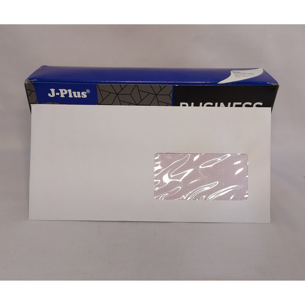 JPLUS - biru amplop putih jendela kiri atau kanan no 90 80gsm - PACK
