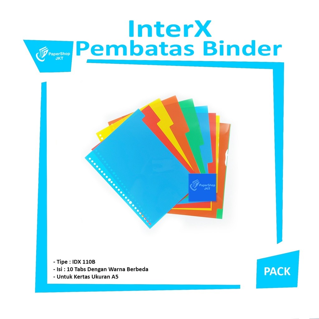 INTER X FOLDER - Index Divider A5 - 10 Tab - Pembatas Binder Note - Set