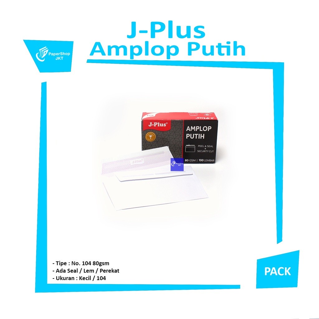 JPLUS - Amplop Putih Merah No. 104 80gsm Peel & Seal
