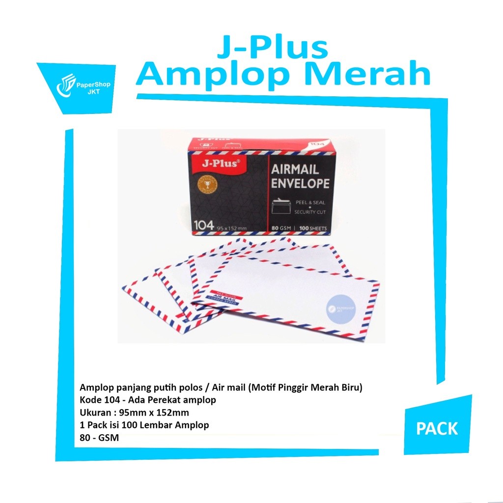 JPLUS - Amplop Merah Air Mail 104 80gsm - Pack