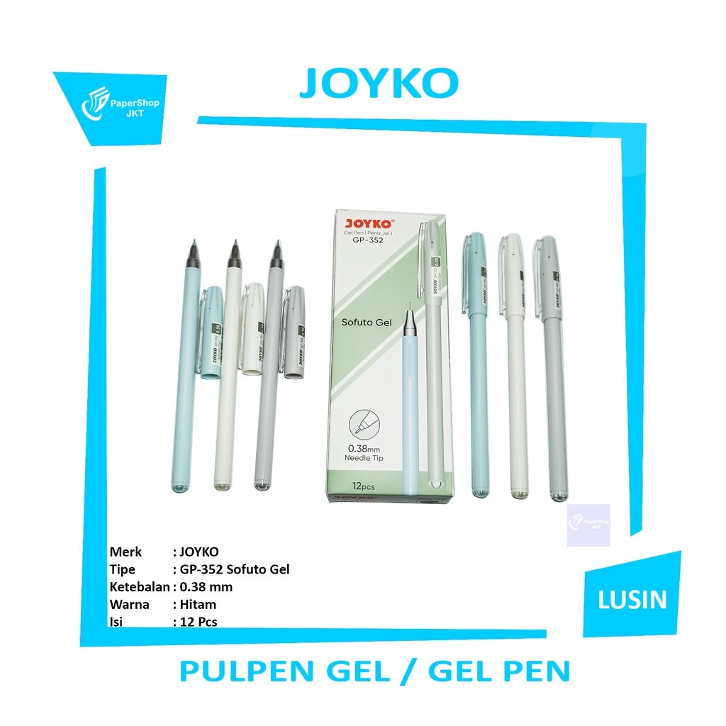 JOYKO - Gel Pen GP-352 Sofuto Gel Black - Lusin