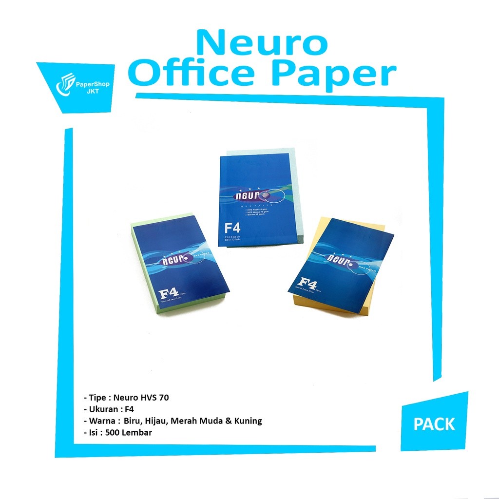 NEURO - Kertas HVS Warna Warni A4 dan F4 70gsm